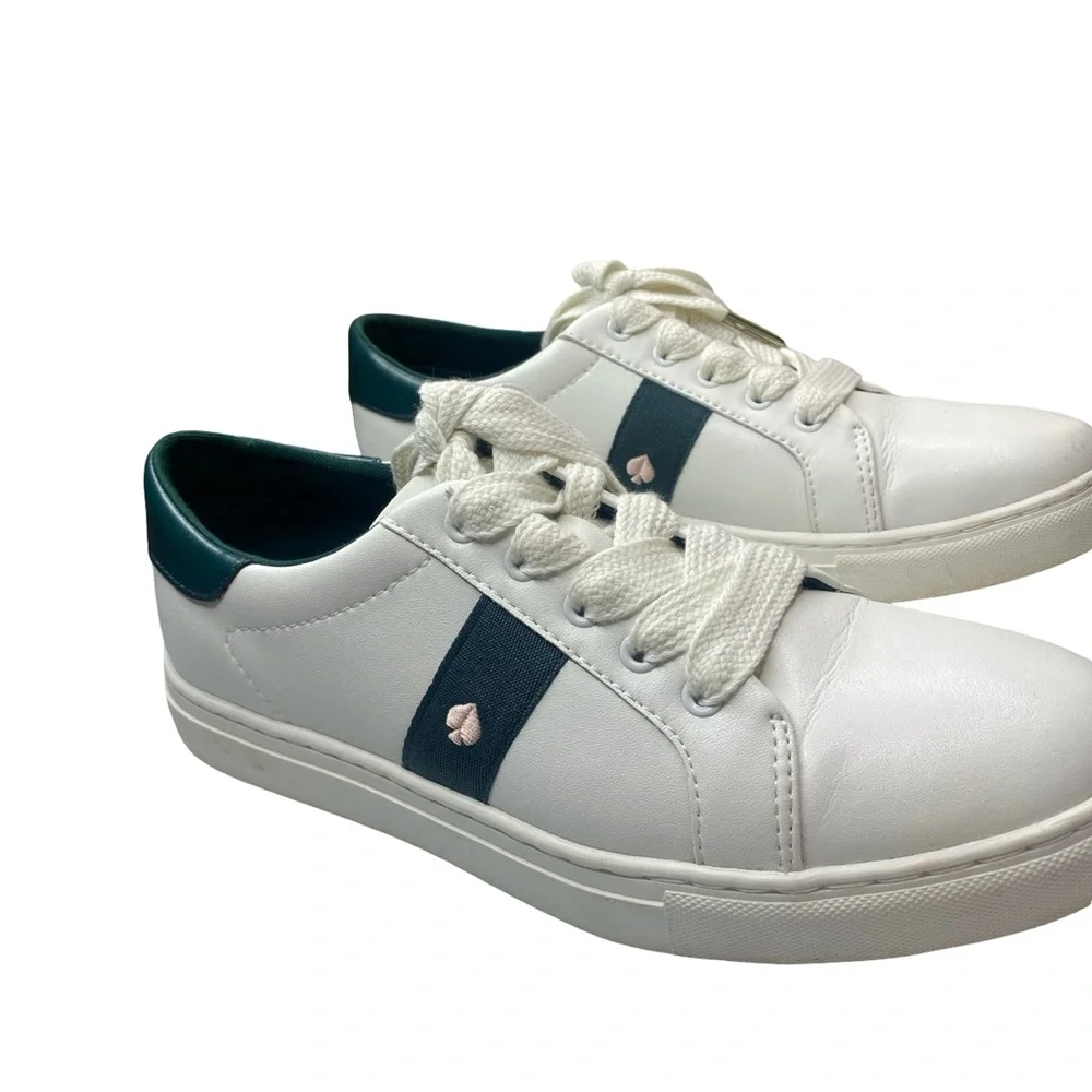 Kate Spade Iggy low top court sneakers white peacock sapphire green woman’s 7.5 - Picture 4 of 8